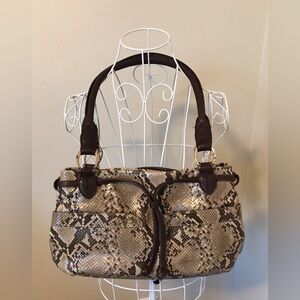 Brighton Tan and Brown Python Shoulder Bag